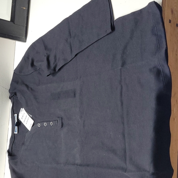 NEW! Karen Scott 3/4-Sleeve Cotton Henley Shirt Black - Picture 4 of 5